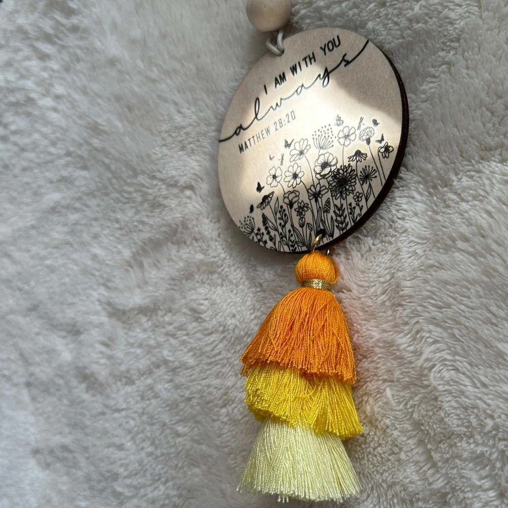 Inspirational Scripture Rear View Mirror Hanging Daily Inspiration with Tassels